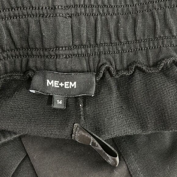 Me + Em Black Cotton High Rise Drawstring Waist Soft Cargo Jogger Pants Size 14 - Picture 6 of 13